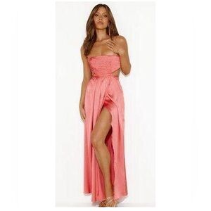Hello molly pink satin maxi dress
